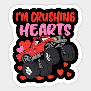 I Crush Hearts Monster Truck Toddler Boys Valentines Day Sticker